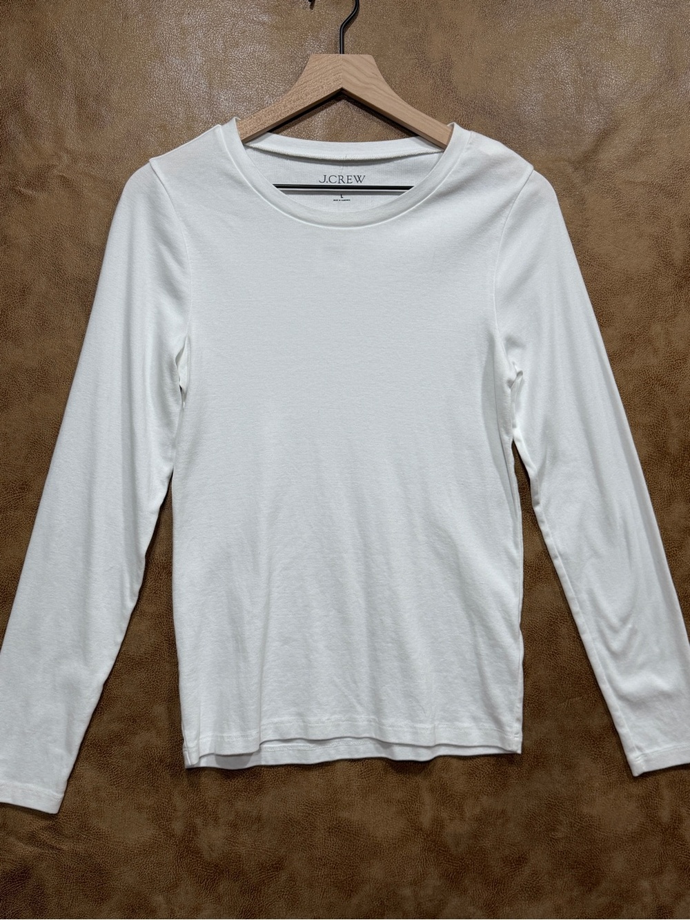 J.Crew Perfect Fit White Long Sleeve Crewneck Top Women’s Size L